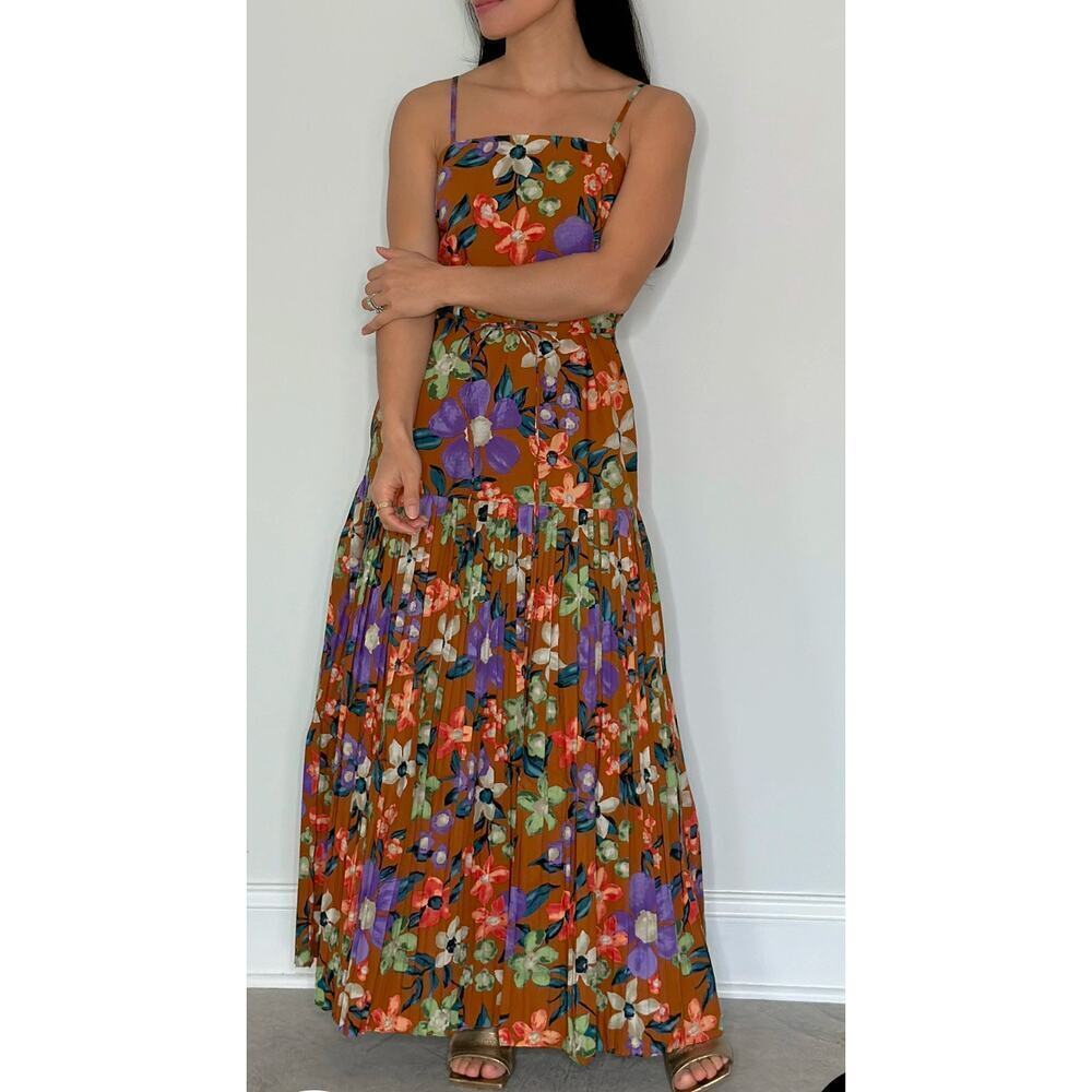 Current Air Pleated Floral Maxi NWT The Camille Size Large